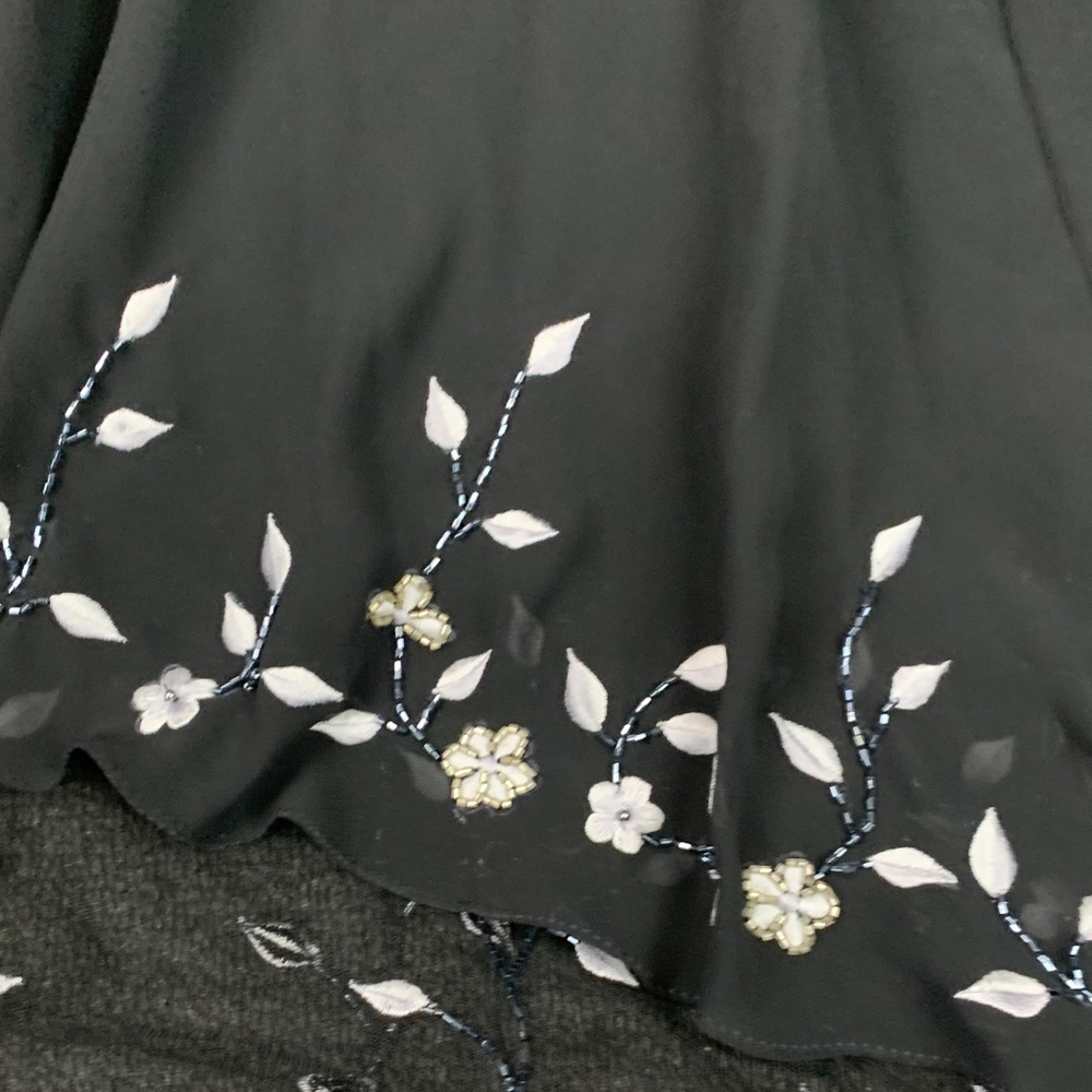 La Femme Black Floral Beaded Maxi Dress - Picture 11 of 13